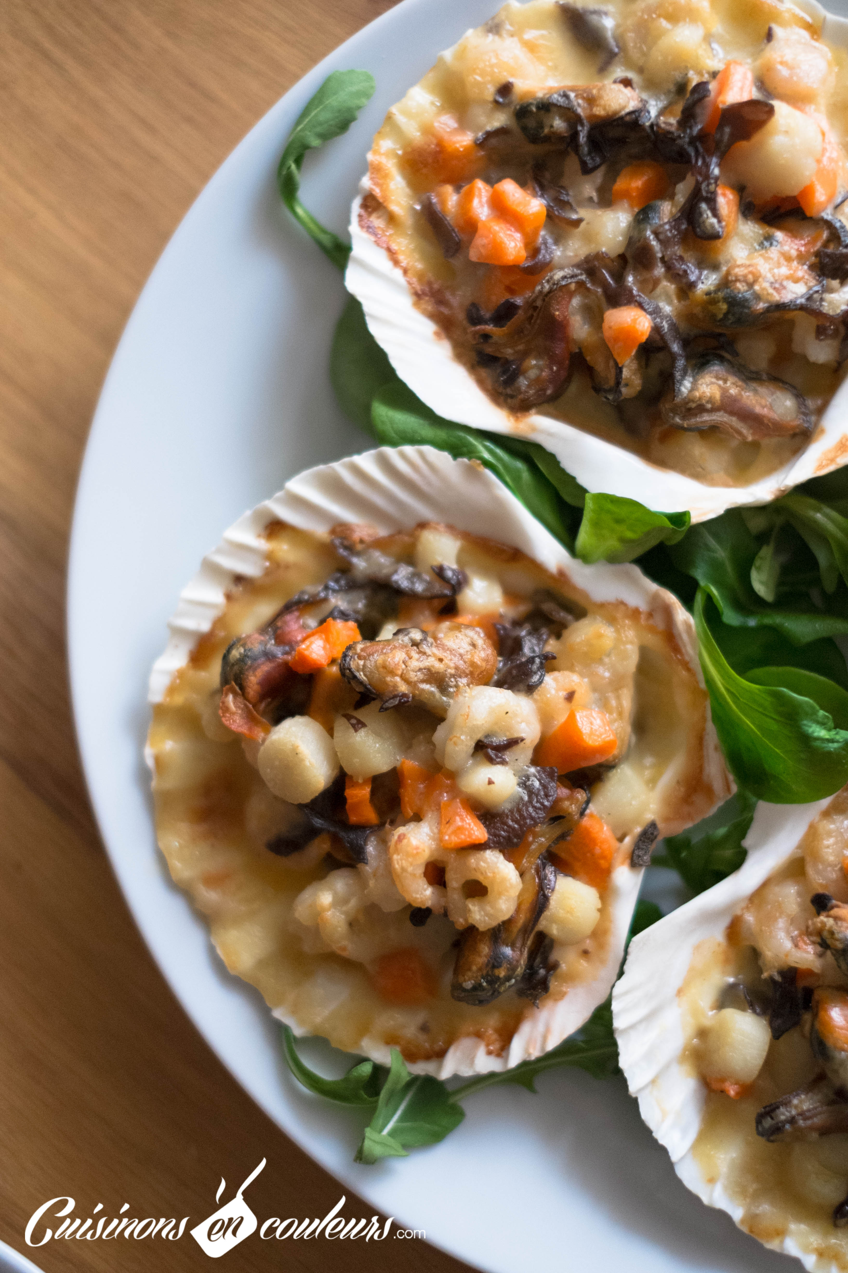 Coquilles Saint Jacques aux fruits de mer et aux pleurotes Cuisinons