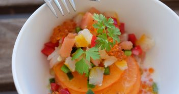 Tartare de poissons fumés à la pomme et au kaki