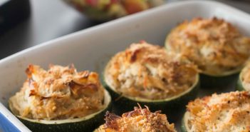 Courgettes farcies aux restes de poulet rôti