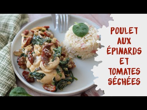Escalopes de poulet aux tomates s&eacute;ch&eacute;es, &eacute;pinards, champignons et parmesan