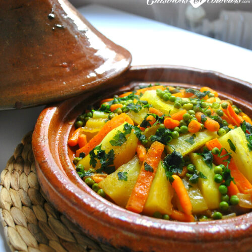 Tajine de carottes, petits pois et pommes de terre