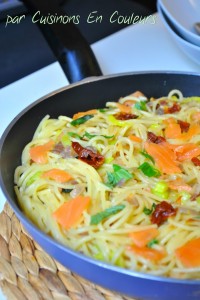 DSC_0696-200x300 - Spaghetti au saumon fumé, poireau et tomates séchées