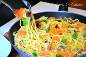 DSC_0710-300x200 - Spaghetti au saumon fumé, poireau et tomates séchées