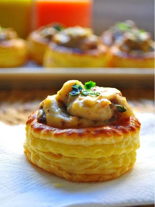 Vol-au-vent aux champignons de Paris et viande hachée