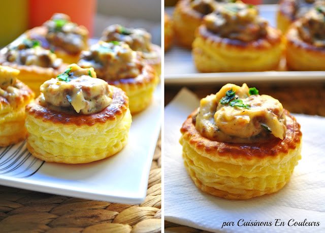 vol-au-vent - Vol-au-vent aux champignons de Paris et viande hachée