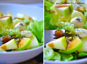 salade-roquefort-300x223 - Salade aux Roquefort, pomme Granny Smith et raisins secs
