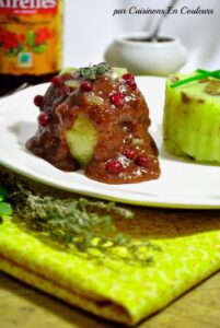 Paupiette de dinde, sauce aux airelles et son écrasé de pommes de terre aux éclats de girolles