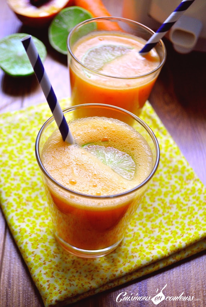 jus-de-fruits - Carottes, citrons verts, pommes et nectarines : le jus de fruits qui vous donne la pêche!