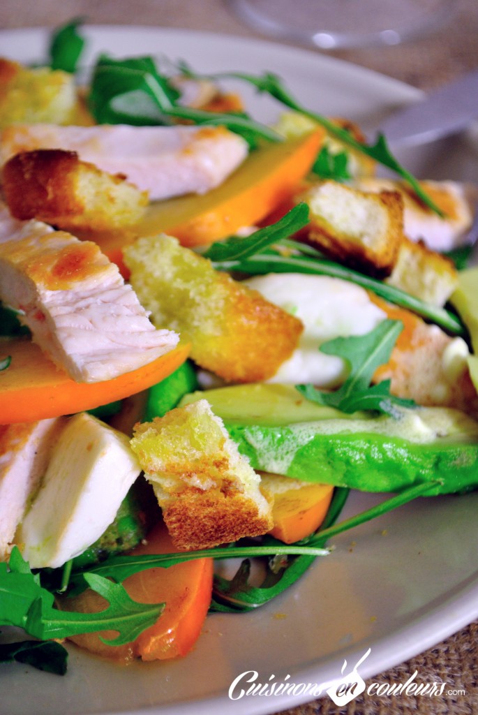 salade-kaki-poulet-685x1024 - Salade fruitée au poulet, au kaki et à l'avocat