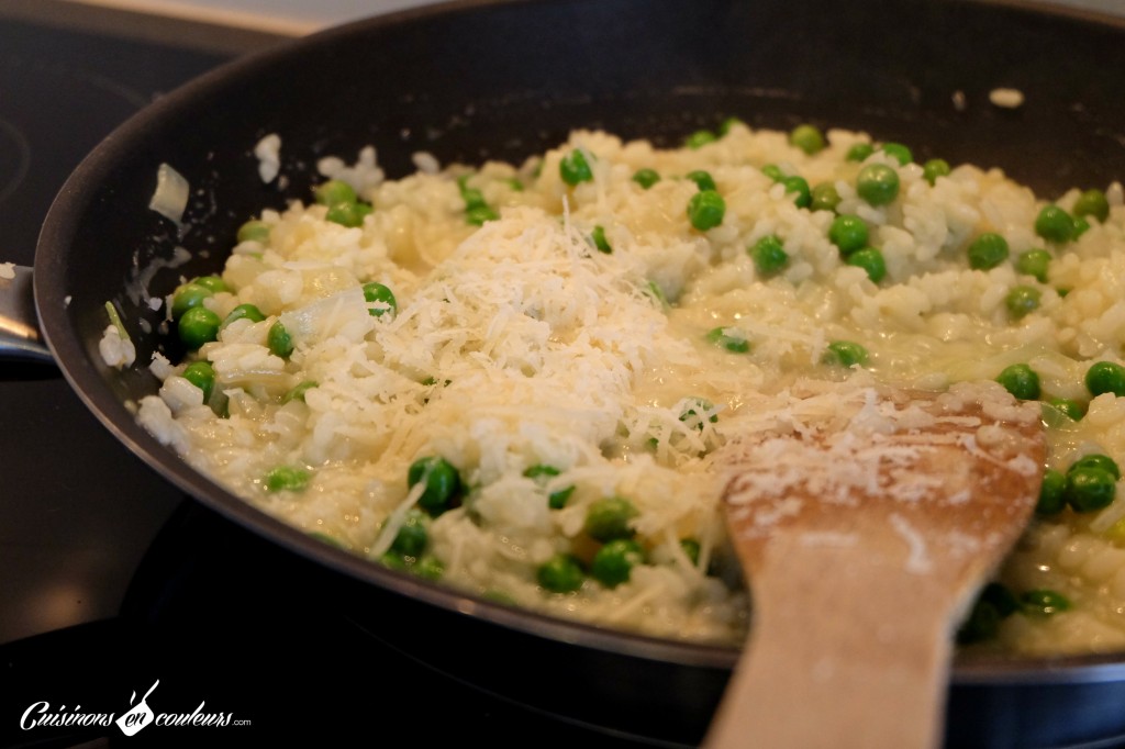 risotto express aux petits pois en cuisson