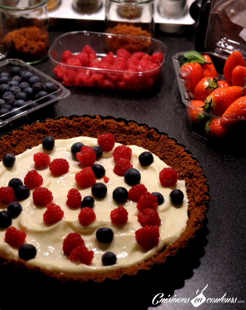 Cheesecake-en-pr%C3%A9paration-813x1024 - Tarte façon cheesecake aux fruits rouges