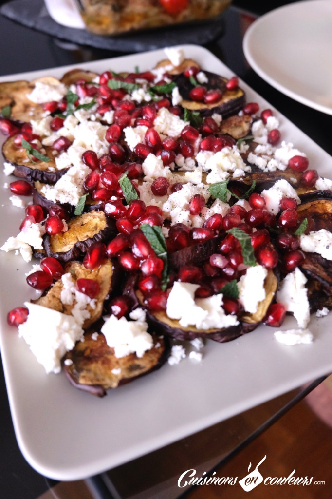 Cuisinons En Couleurs Salade d'aubergines à la feta et aux graines de grenade