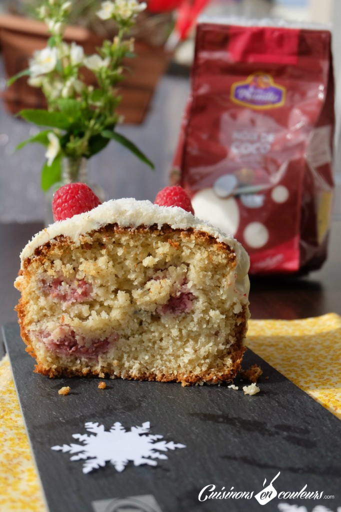 Cake framboises et noix de coco