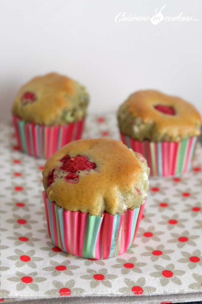 Muffins the matcha chocolat et framboises