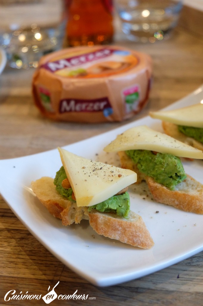 Toasts écrasé de petit pois et merzer
