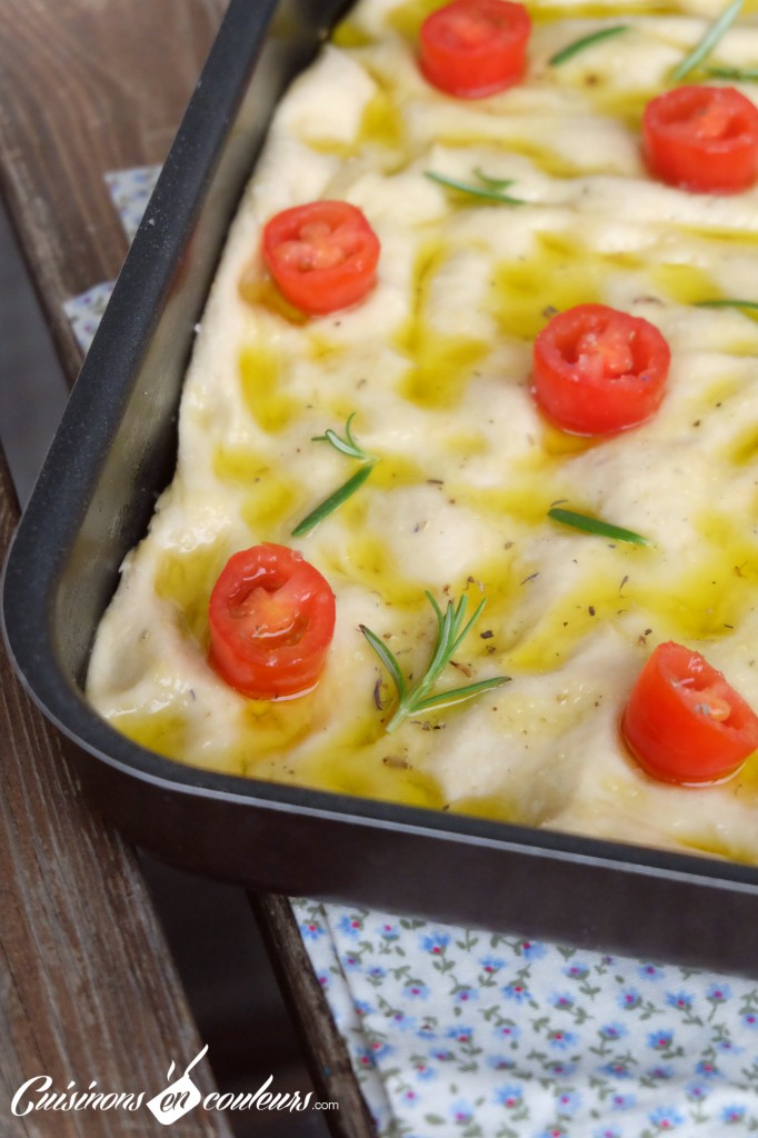 Focaccia au romarin avant cuisson