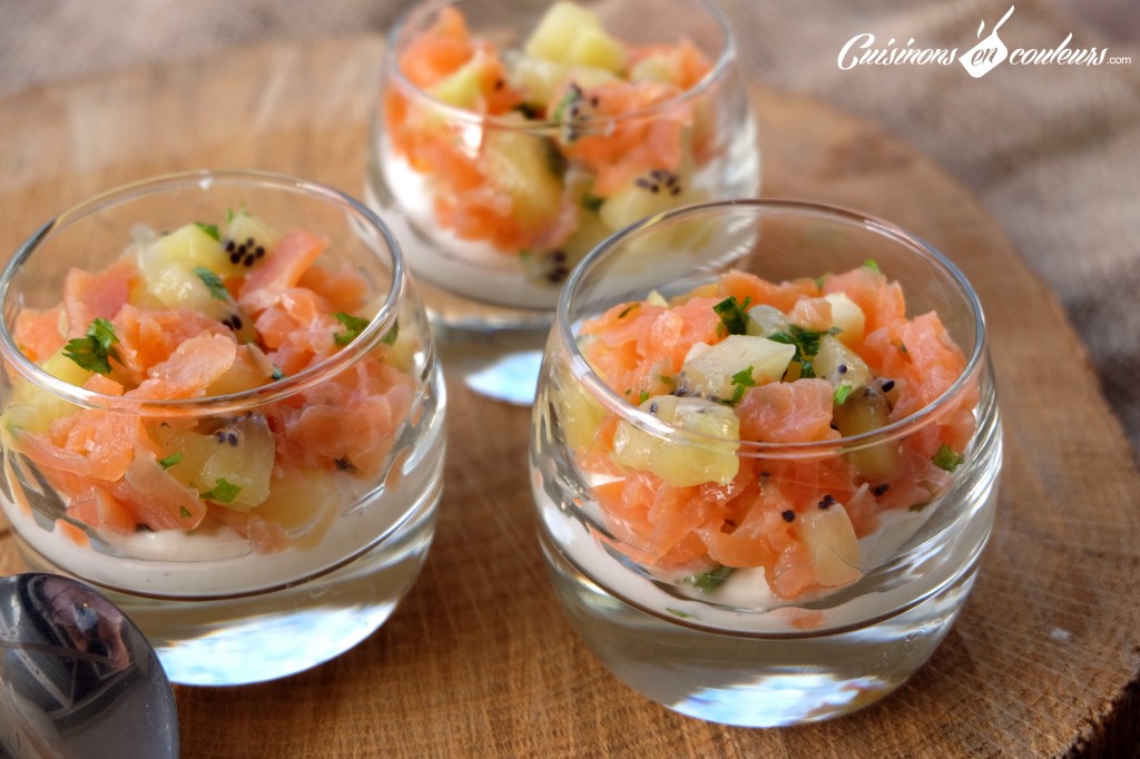 Verrine saumon fumé et kiwi