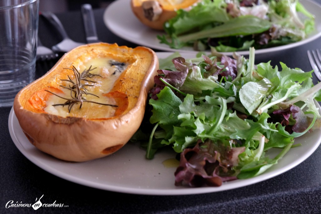 Butternut farcie avec du fromage de chevre