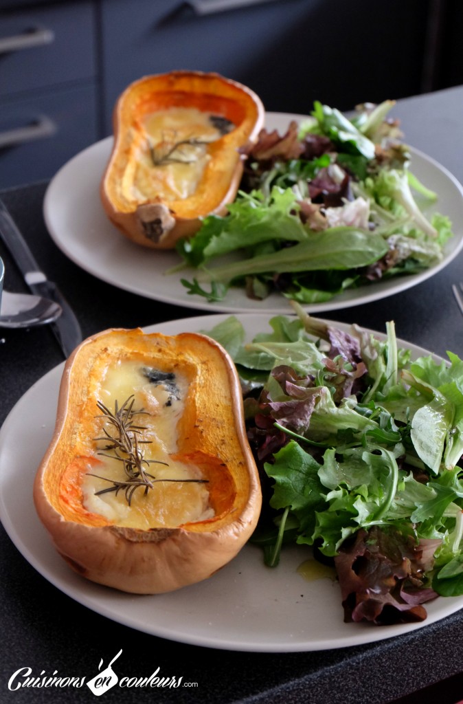 Courge Butternut farcie au chevre