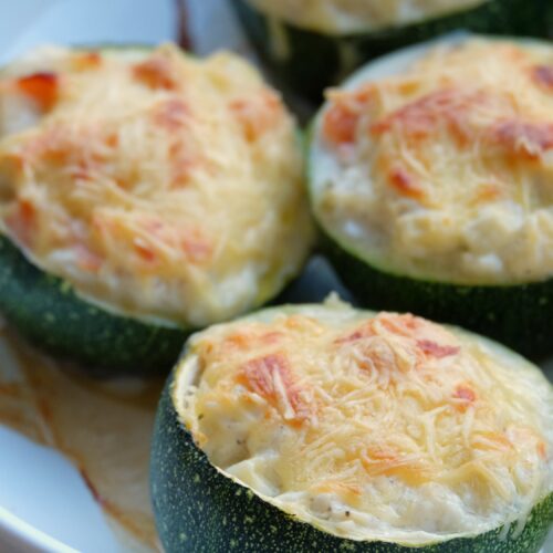 Courgettes rondes farcies au saumon fumé et au fromage frais