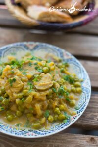 Tajine de veau aux artichauts sauvages et aux petits pois