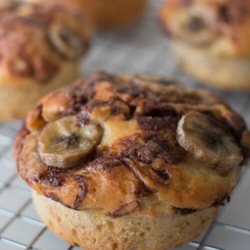 Muffins à la banane et à la pâte à tartiner noisettes