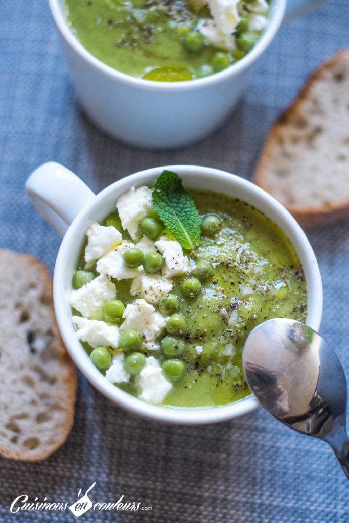 veloute-courgettes-petits-pois-10-683x1024 - Velouté de courgettes et petits pois à la menthe et à la feta