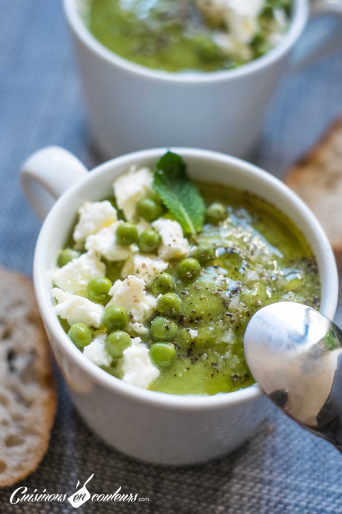 veloute-courgettes-petits-pois-11-683x1024 - Velouté de courgettes et petits pois à la menthe et à la feta