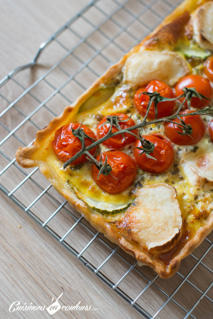 Quiche-tomates-11-683x1024 - Quiche aux tomates cerises, courgette et fromage de chèvre