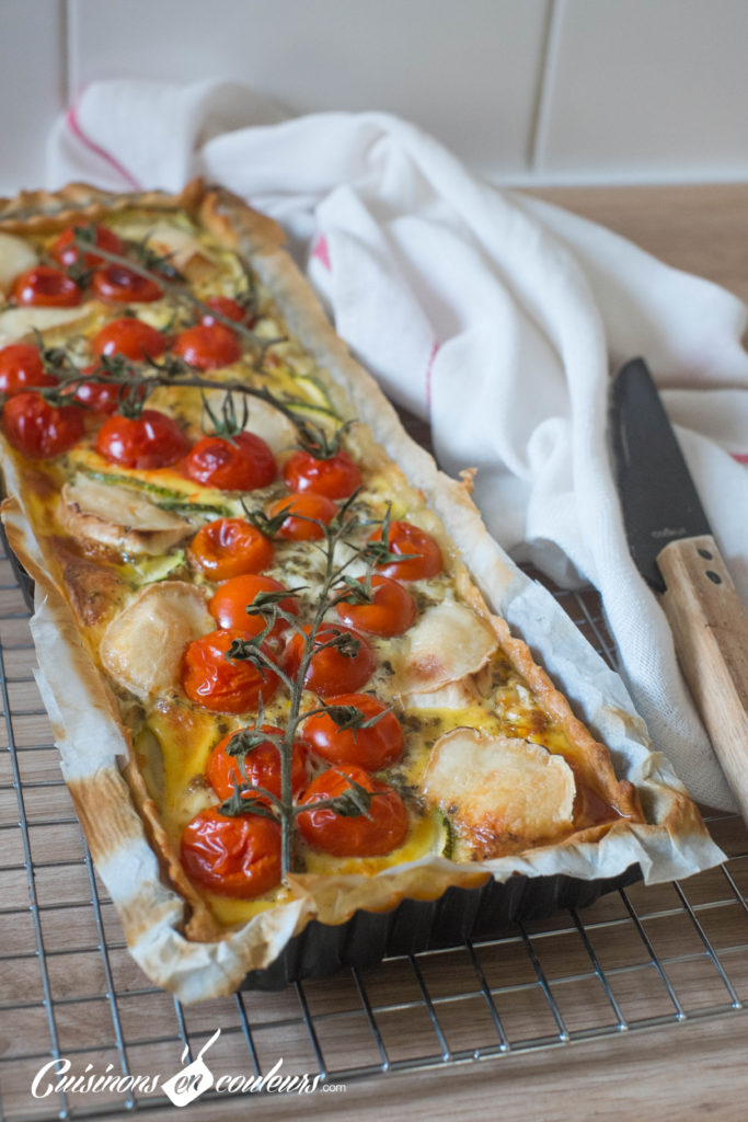 Quiche-tomates-9-683x1024 - Quiche aux tomates cerises, courgette et fromage de chèvre