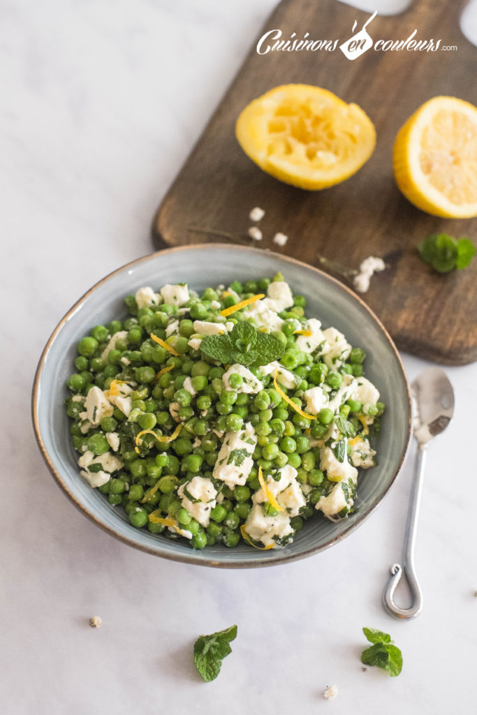 Salade-de-petits-pois-4-683x1024 - Salade de petits pois à la feta, zestes de citron et menthe