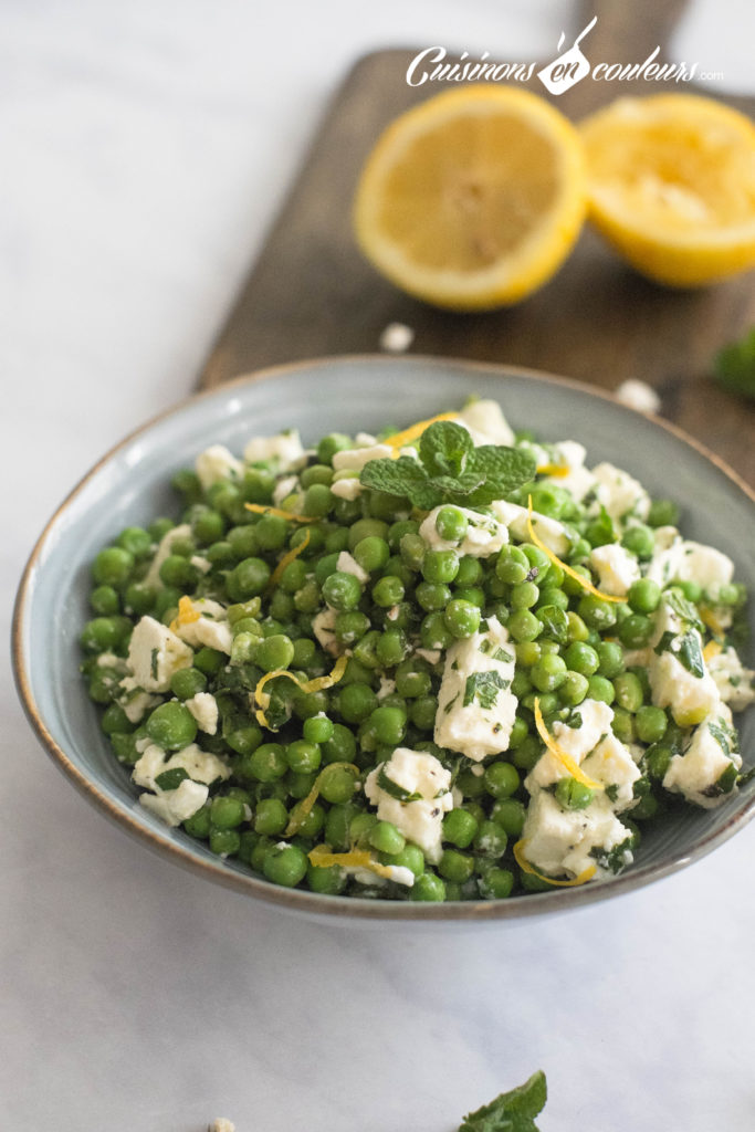 Salade-de-petits-pois-7-683x1024 - Salade de petits pois à la feta, zestes de citron et menthe