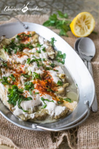 Aubergines rôties, sauce au tahiné