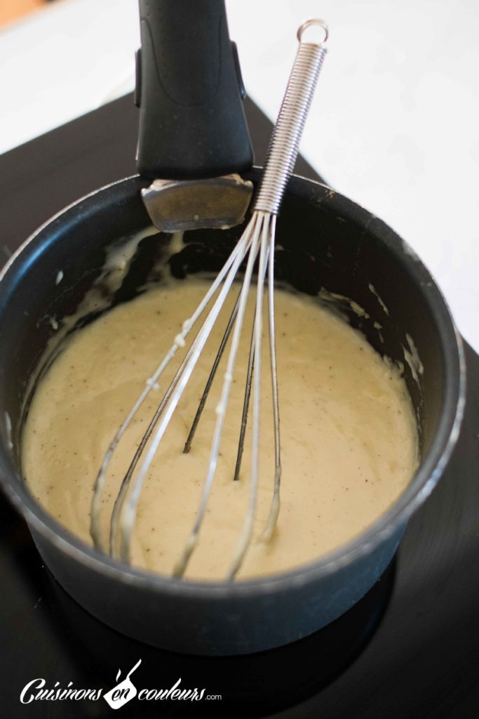 Faites fondre le beurre dans une casserole et ajoutez-y la farine.Mélangez rapidement…