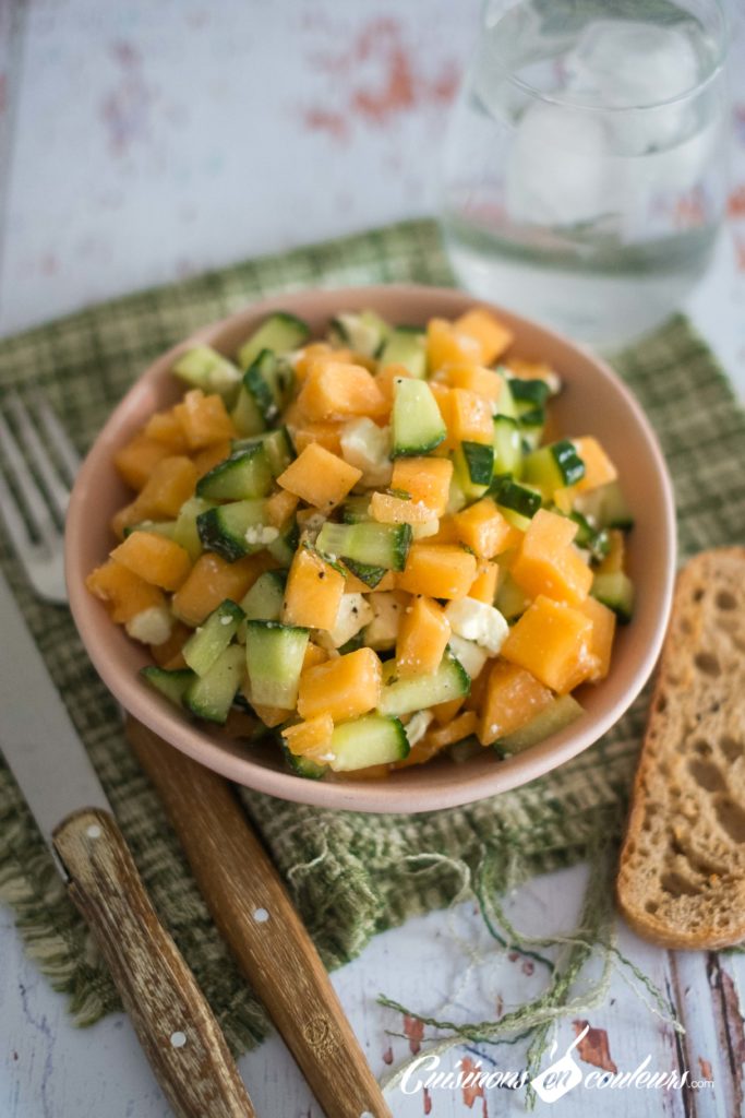 salade-melon-feta-2-683x1024 - 12 recettes avec du concombre