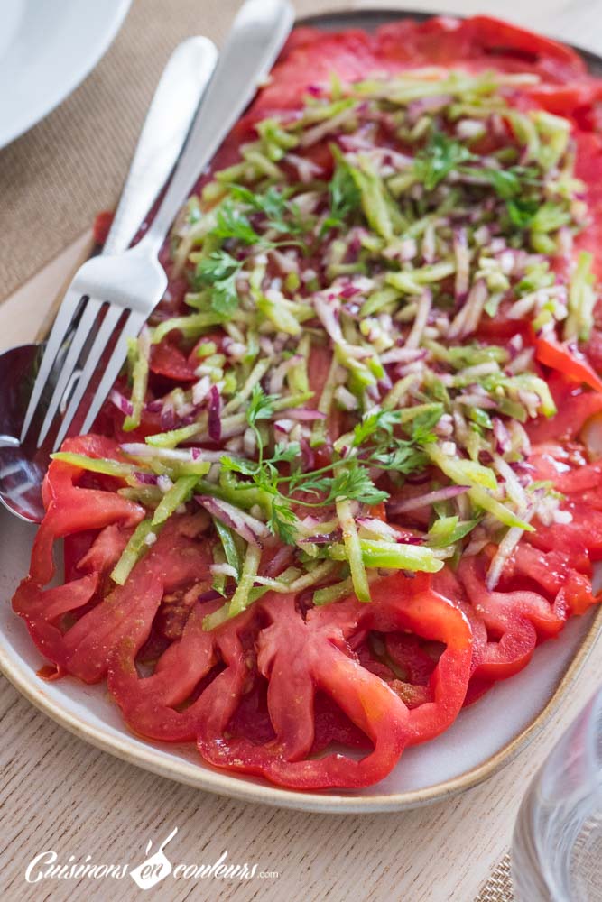 Salade-tomates-poivrons-2 - Salade de tomates, poivrons et oignon rouge au cumin