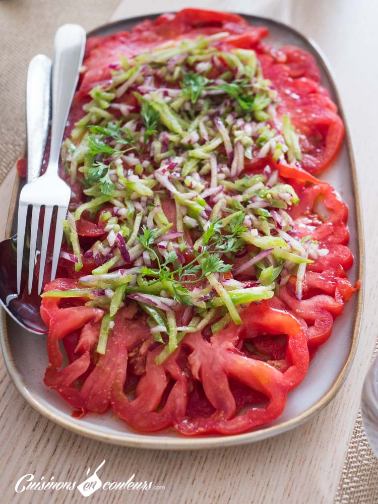 Salade-tomates-poivrons-4 - Salade de tomates, poivrons et oignon rouge au cumin