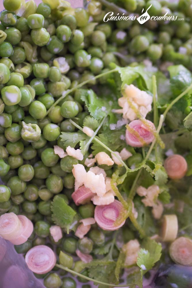 gaspacho-de-petits-pois-lait-de-coco - Soupe froide de petits pois au lait de coco et à la citronnelle