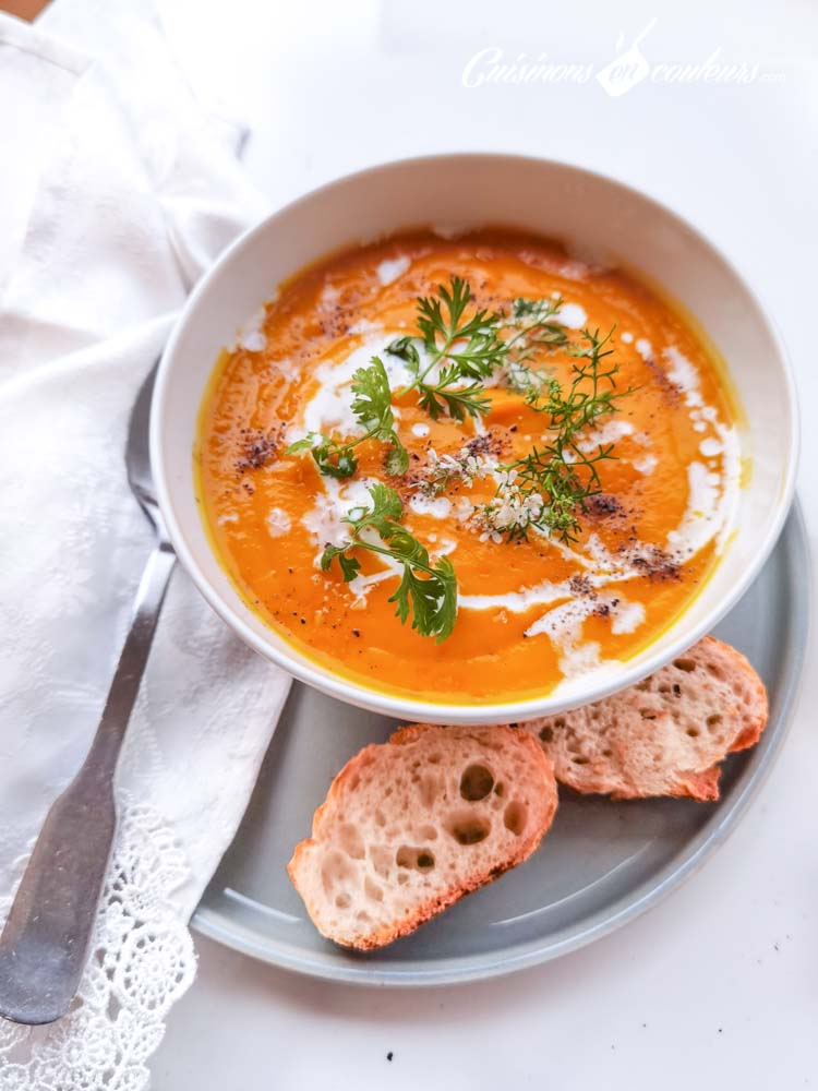 soupe-carottes-coco-4 - Velouté de carottes et patates douces à la citronnelle et au lait de coco