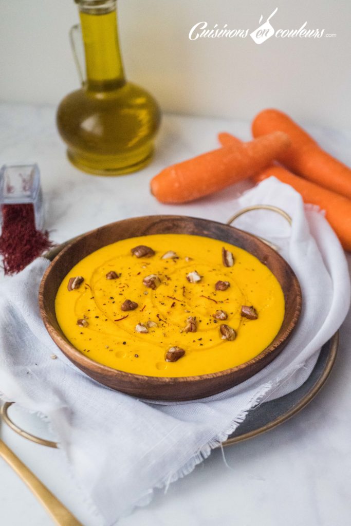 14- Velouté de carottes au safran : Un velouté de carottes velouté et savoureux, sublimé…