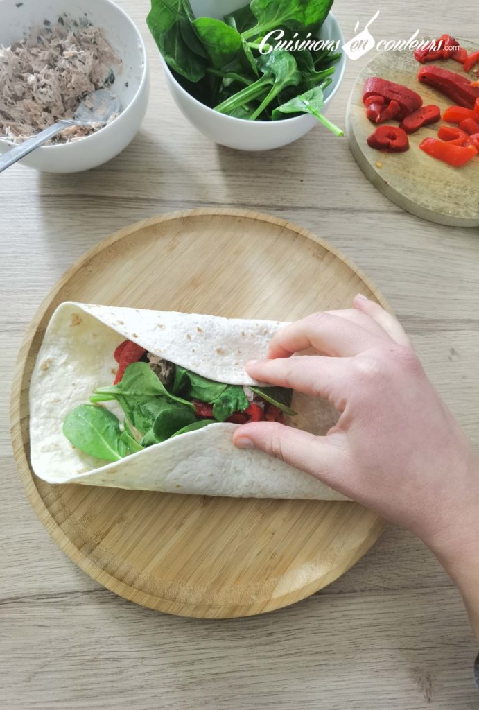Wrap au thon, aux épinards et aux poivrons Cuisinons En Couleurs