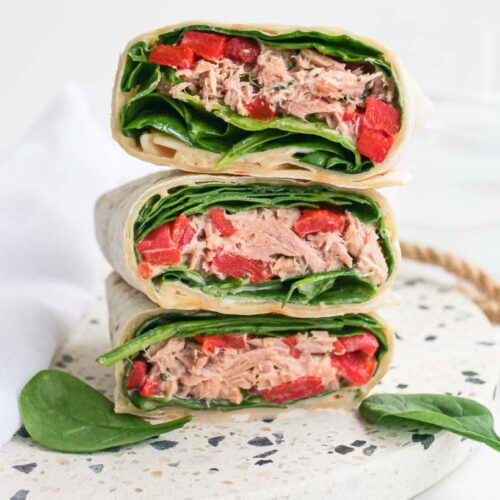 Wrap au thon, aux épinards et aux poivrons