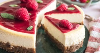 Cheesecake fondant au coulis de framboises