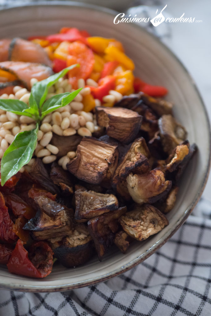 Salade-composee-Salad-bowl-5-683x1024 - Salad Bowl au saumon, aubergines rôties... et plein d'autres choses !