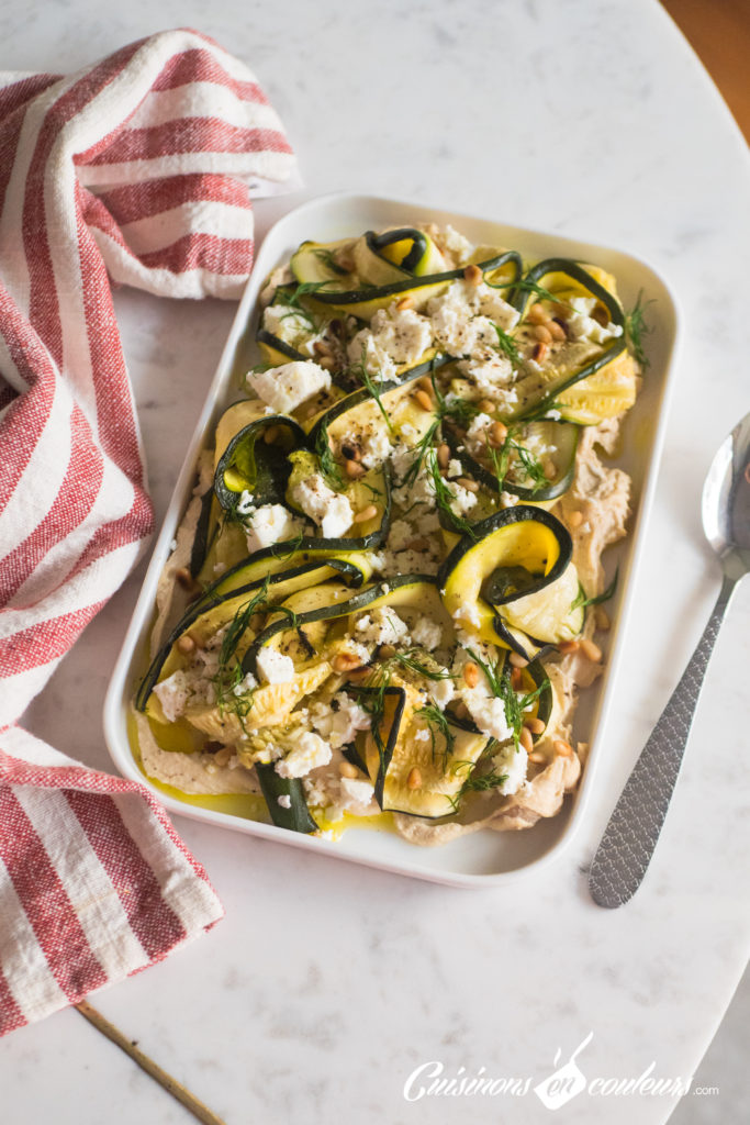 Salade-de-courgettes-et-houmous-683x1024 - 15 recettes avec des courgettes