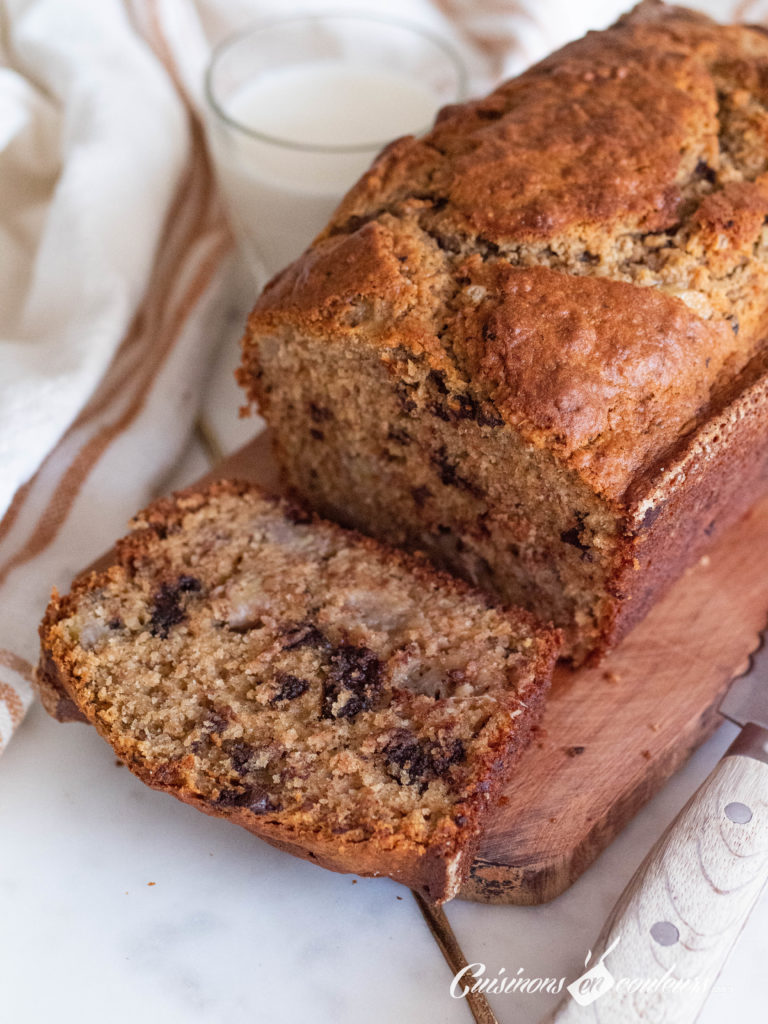 Banana-Bread-1-768x1024 - Banana Bread, un cake à la banane et au pépites de chocolat