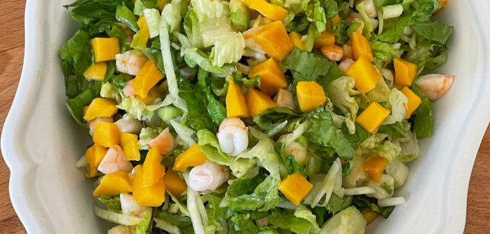 Salade de crevettes, fenouil, mangue et avocat