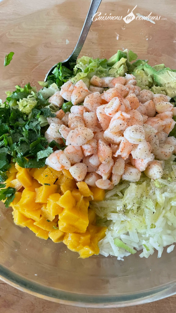 Salade-crevettes-mangue-fenouil-6-576x1024 - Salade de crevettes, fenouil, mangue et avocat