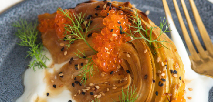 Chou blanc rôti au miso blanc