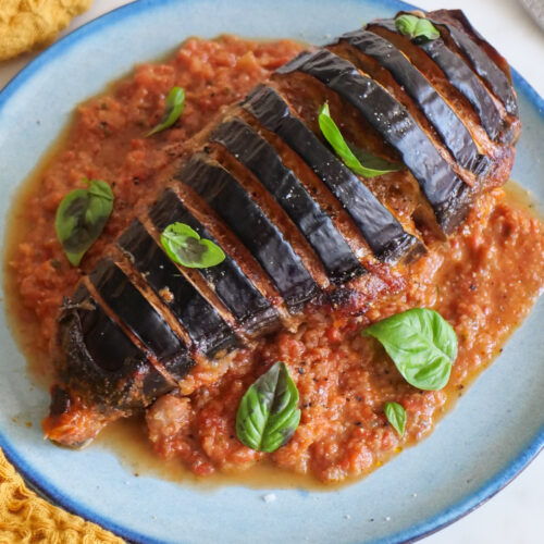 Aubergines gratinées à la mozzarella